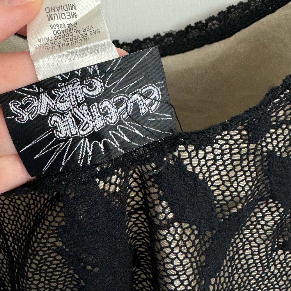 Vintage Y2K Black Lace Mesh Overlay Cami Tank Top Sz Medium - Picture 9 of 13